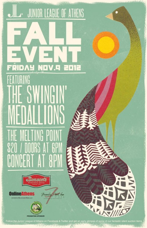Show poster for the Junior League presents: The Swingin' Medallions